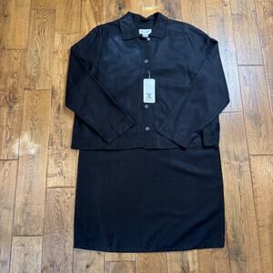 NWT Madison Studio Women’s Jacket Skirt Suit 2-piece Set 100% Tencel Black L/XL